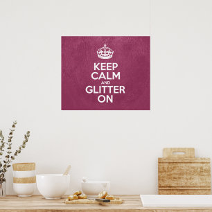 Poster Mantenha a calma e o brilho ligados - couro rosa