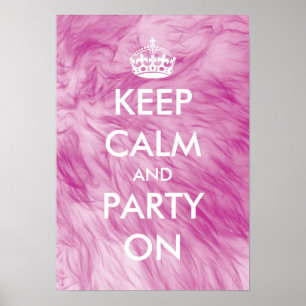 Poster Mantenha a calma e o partido no fundo peludo do