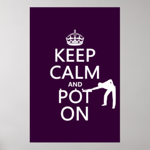 Póster Mantenha a calma e o pote em (Snooker/piscina)
