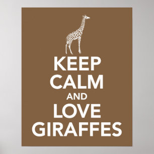 Póster Mantenha a calma e os girafas do amor imprimem ou