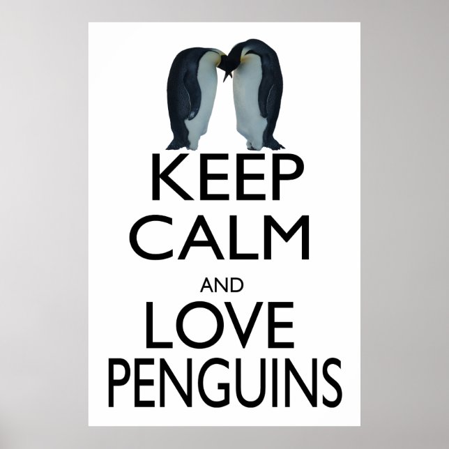 Póster Mantenha a calma e os pinguins de amor (Frente)