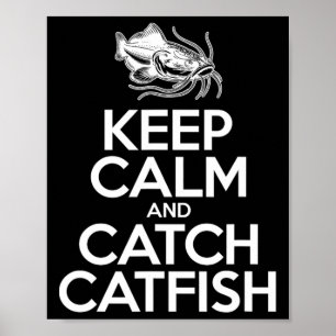 Poster Mantenha a Calma e Pegue Peixes - Gato Pescador de