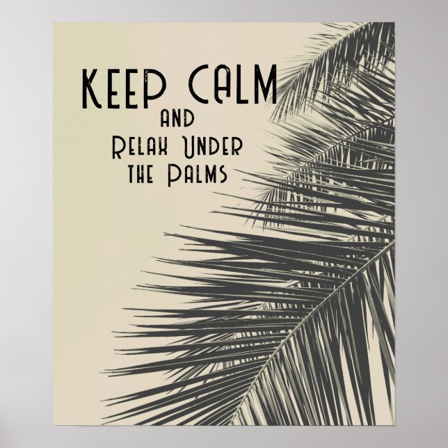 Poster Mantenha a calma e relaxe sob a praia de Palms Vin (Frente)
