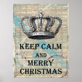 Póster Mantenha a Calma e um Feliz Natal Arte da Coroa Vi