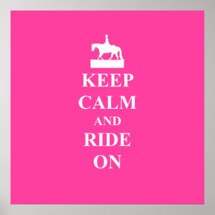 Poster Mantenha a calma & monte-a em (o rosa)