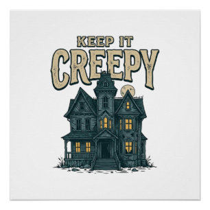 Póster Mantenha Assustador Casa Assombrada Vintage Hallow