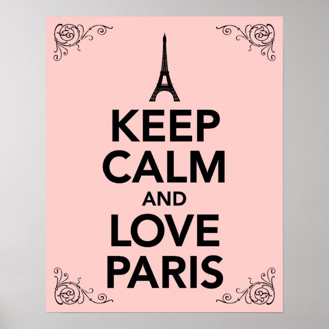 Poster Mantenha calma e ame Paris (Frente)