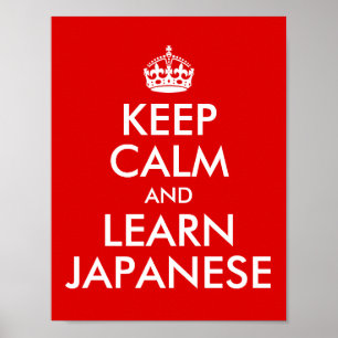 Poster Mantenha calma e aprenda japonês