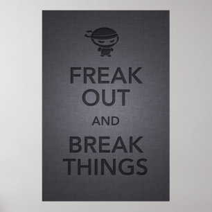 Póster mantenha calma e carregar em ninja zangada