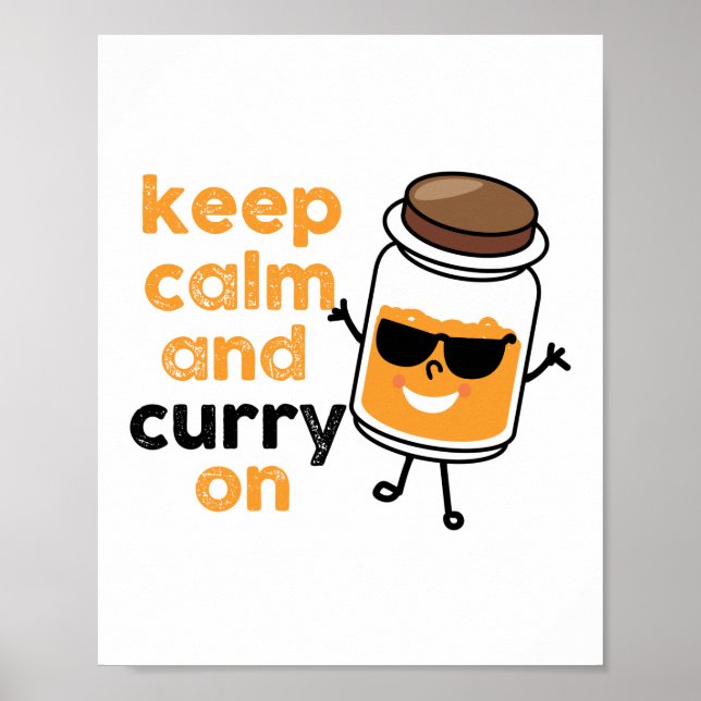 Poster Mantenha Calma E Curry No Herb Pun (Frente)