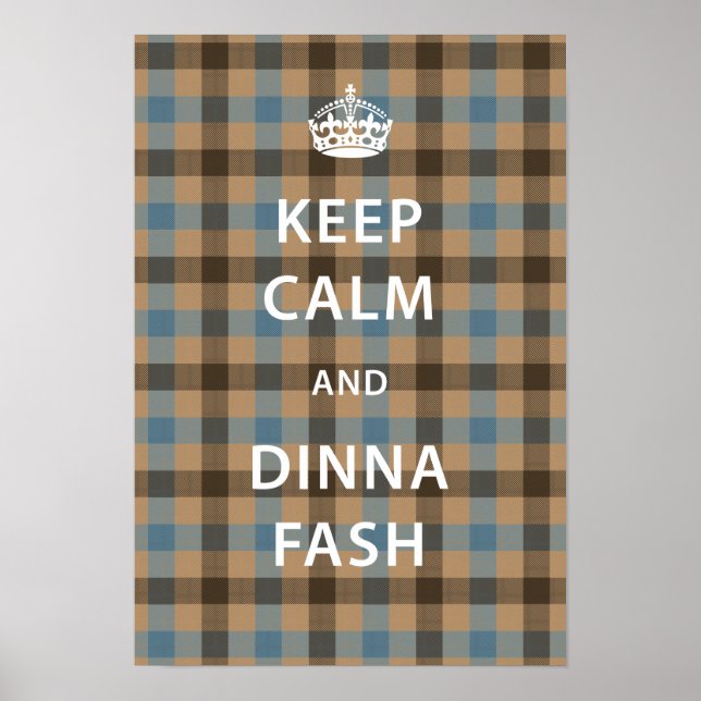 Poster Mantenha calma e Dinna Fash com Tartan escocês (Frente)