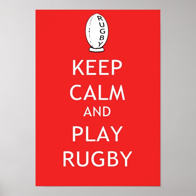 Poster Mantenha calma e jogue rugby (Frente)