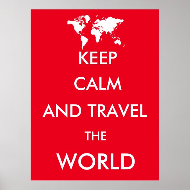Poster Mantenha calma e viagem mundo (Frente)