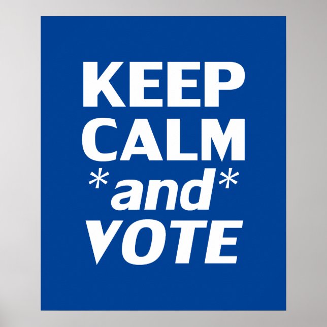 Poster "Mantenha calma e vote" branco, azul (Frente)
