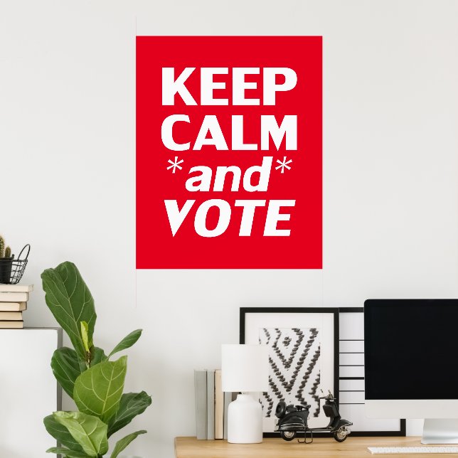 Poster Mantenha calma e vote branco, vermelho (Escritório em casa)