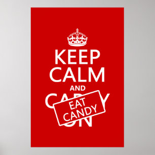 Poster Mantenha calmo e coma doces (personalize cores)
