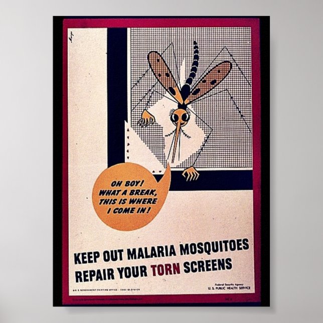 Póster Mantenha Fora Os Mosquitos Da Malária Reparam A Te (Frente)
