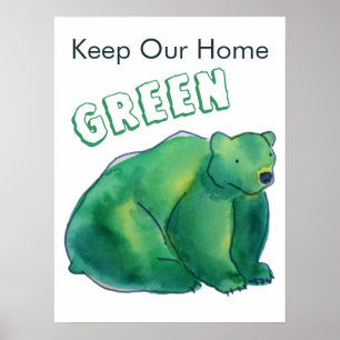 Poster Mantenha Nosso Urso Verde