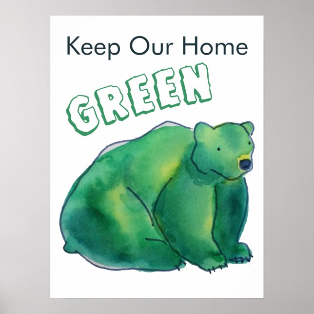 Poster Mantenha Nosso Urso Verde (Frente)