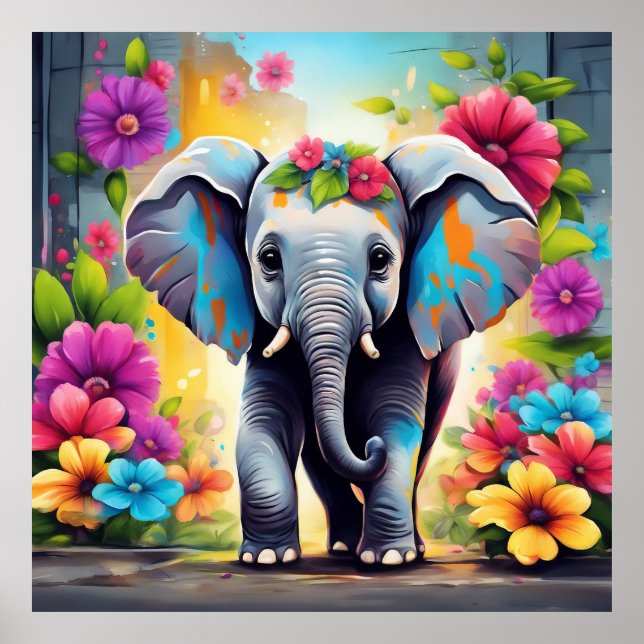 Poster Mantenha o design de elefante ou design (Frente)