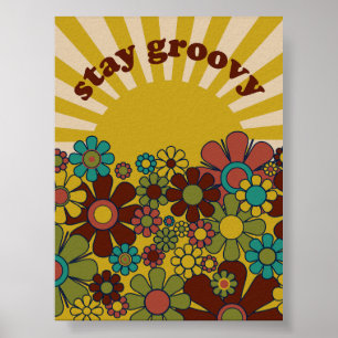 Poster Mantenha o Groovy Retro Garden Vintage 60s 70s Sun