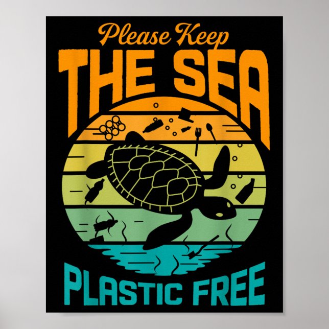 Poster Mantenha O Mar Livre De Plástico, Ambiente Pr (Frente)