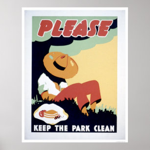 Poster Mantenha o parque limpam WPA 1937