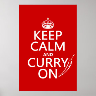 Póster Mantenha-se Calmo e Curry Ligado