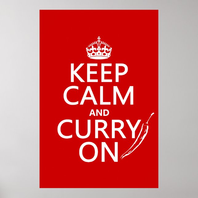 Póster Mantenha-se Calmo e Curry Ligado (Frente)