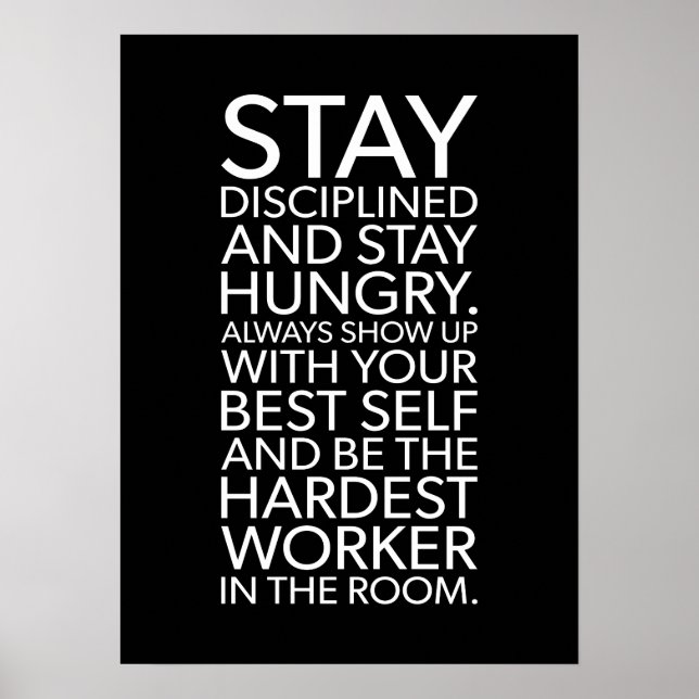 Poster Mantenha-se Disciplinar e Fome - Gym, Hustle, Suce (Frente)