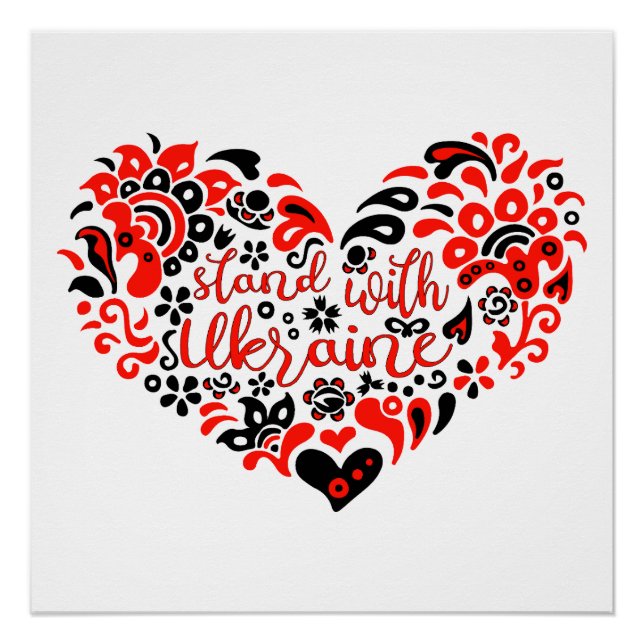 Póster Mantenha-se firme com a Ucrânia, com as letras e o (Frente)