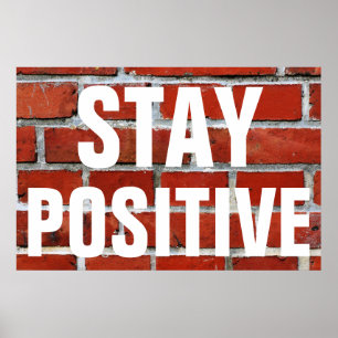 Póster Mantenha-se Positivo - Bricks de Parede Vermelha M