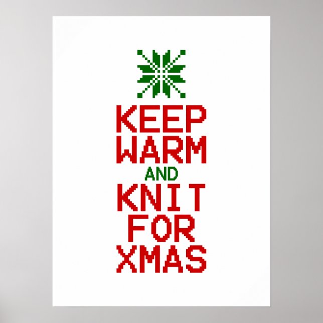 Poster Mantenha-se quente e o Knit para o Natal (Frente)