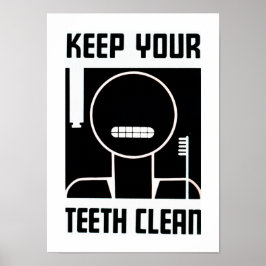 Póster Mantenha seus dentes limpos