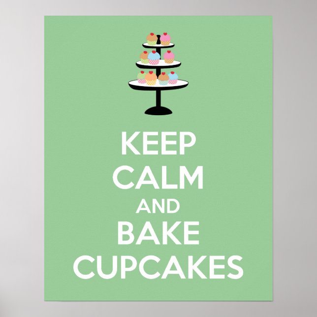 Poster Manter calma e Cupcakes Assar (Frente)