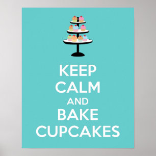 Poster Manter calma e Cupcakes Assar