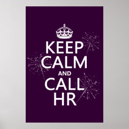 Póster Manter Calmo e Chamar HR (qualquer cor)