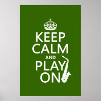 Manter Calmo e Jogar (saxofone) (qualquer cor)
