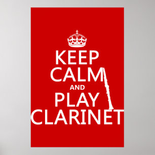 Poster Manter Clarinet Calm e Tocar (qualquer cor de fund