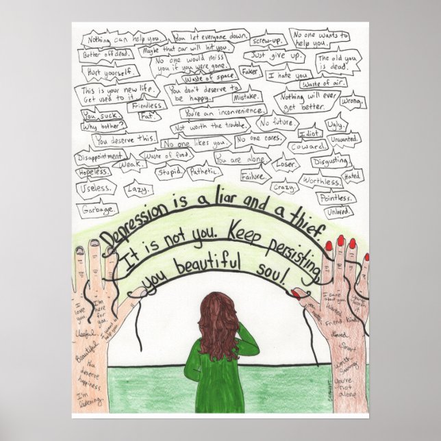 Poster Manter persistente (depressão) 18x24 (Frente)