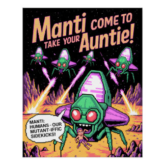 Póster  Manti Aliens Abduction Party! Defender Arcade '81