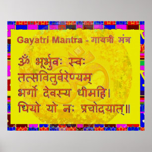 Póster Mantra de Gayatri n OM por Naveen Joshi