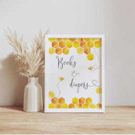 Poster Manuais de Abelhas de Aquarela e Sinal de Fralda