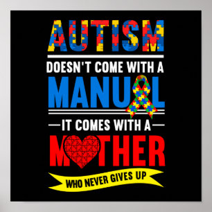 Poster Manual do Autismo Mãe Mãe Mãe Flor Arco-Íris