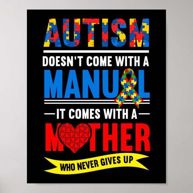 Poster Manual do Autismo Mãe Mãe Mãe Flor Arco-Íris (Frente)