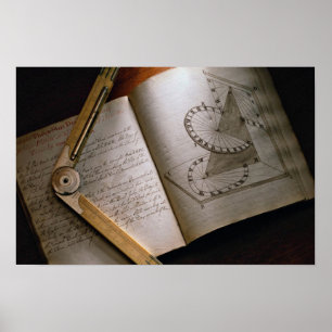 Poster Manual e régua de cálculo do arquiteto vitoriano