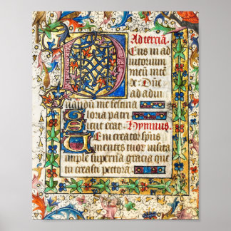 Poster Manuscrito Iluminado Medieval