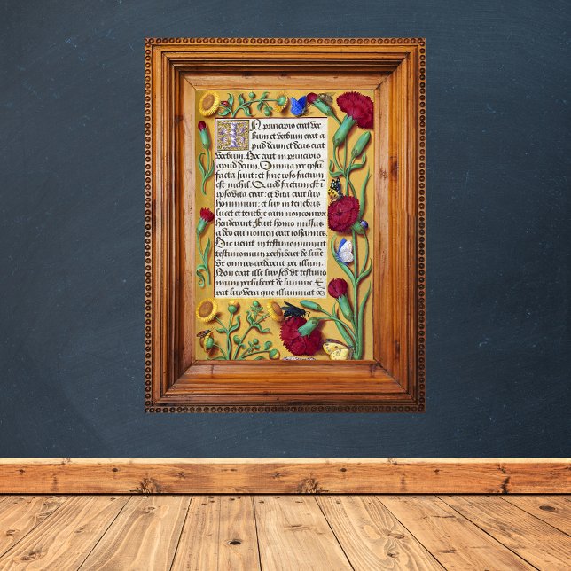Poster Manuscrito Iluminado Medieval Gospel Rua John (Medieval Illuminated Manuscript Gospel St John Catholic Christian Poster)