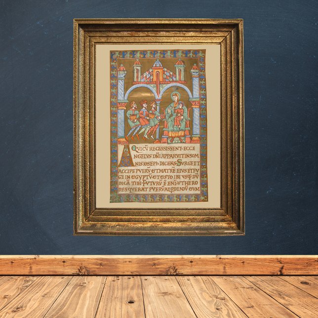 Poster Manuscrito medieval de Natal de Epiphany Three Kin (Epiphany Three Kings -Christmas Catholic Christian Medieval Manuscript Poster)