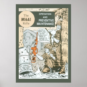 Poster Manutenção militar do rifle do vintage